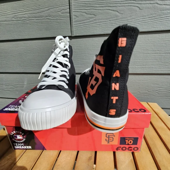 FOCO San Francisco Giants Big Logo High Top Canvas Shoes Black Mens 10 NWOT - Picture 3 of 12